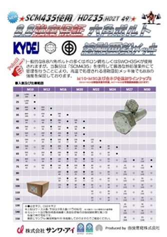 ドブ8.8強度保証六角ボルト